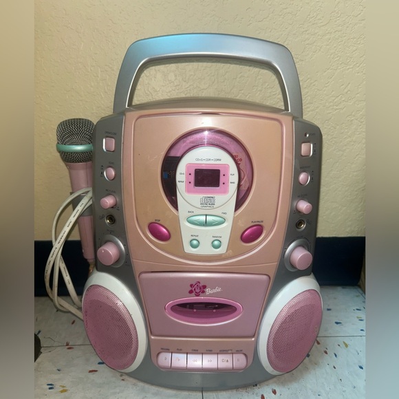 Barbie Other - Barbie Stereo CD Karaoke Machine with Two Sing Along Micropones 2005 ULTRA RARE